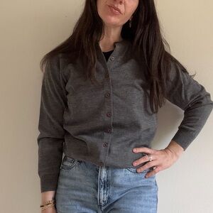 Vintage Monte Carlo Wool Gray Women's Cardigan Sweater Small